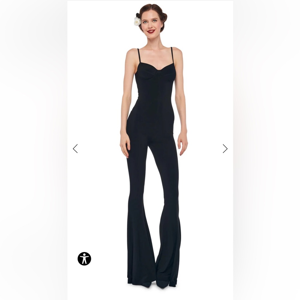 Norma Kamali Black Fitted Flare Jumpsuit